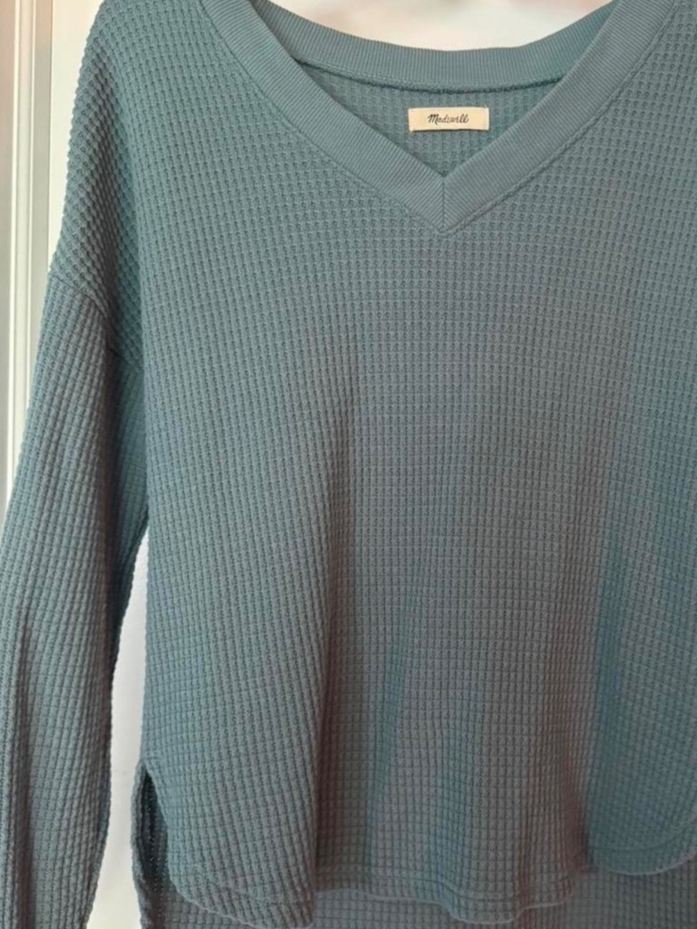Madewell blue/green waffle knit sweater